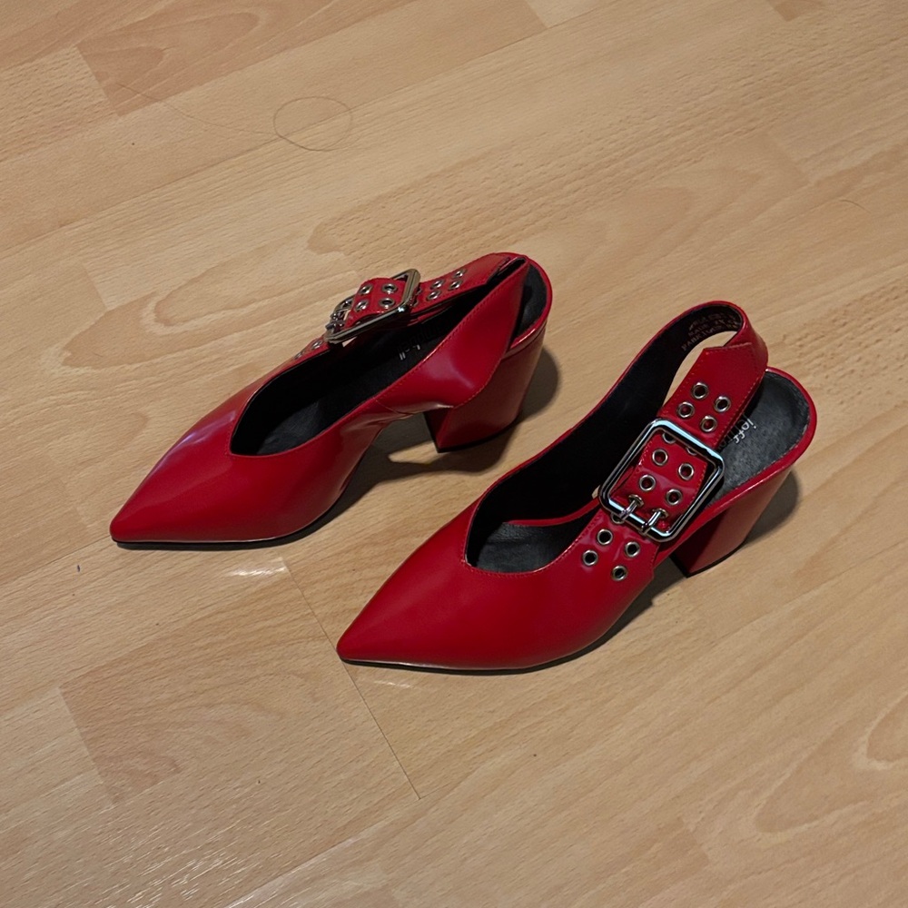 Jeffrey Campbell Red Heels with Buckle Detail